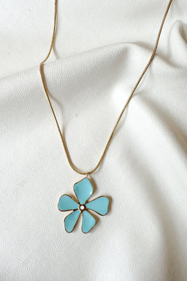 Ατσάλινo κολιέ Colored Flower