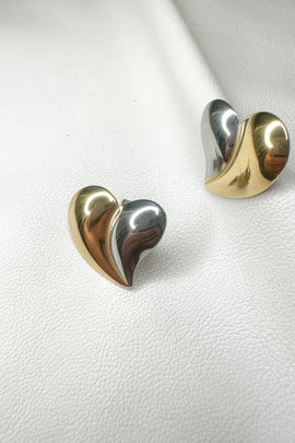 Aτσάλινα σκουλαρίκια Hearts Gold Silver