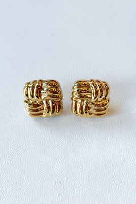Aτσάλινα σκουλαρίκια Gold Squares