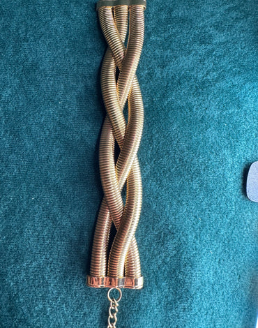 Ατσάλινο χρυσό βραχιόλι τριπλό τύπου snake