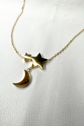 Ατσάλινο γυναικείο κολιέ Star and Moon Silver