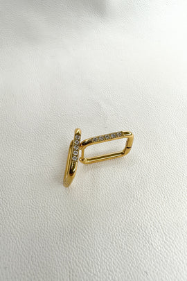 Aτσάλινα σκουλαρίκια Gold Squares με κρύσταλλα