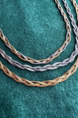Ατσάλινo κολιέ πλεξούδα με αλυσίδες snake