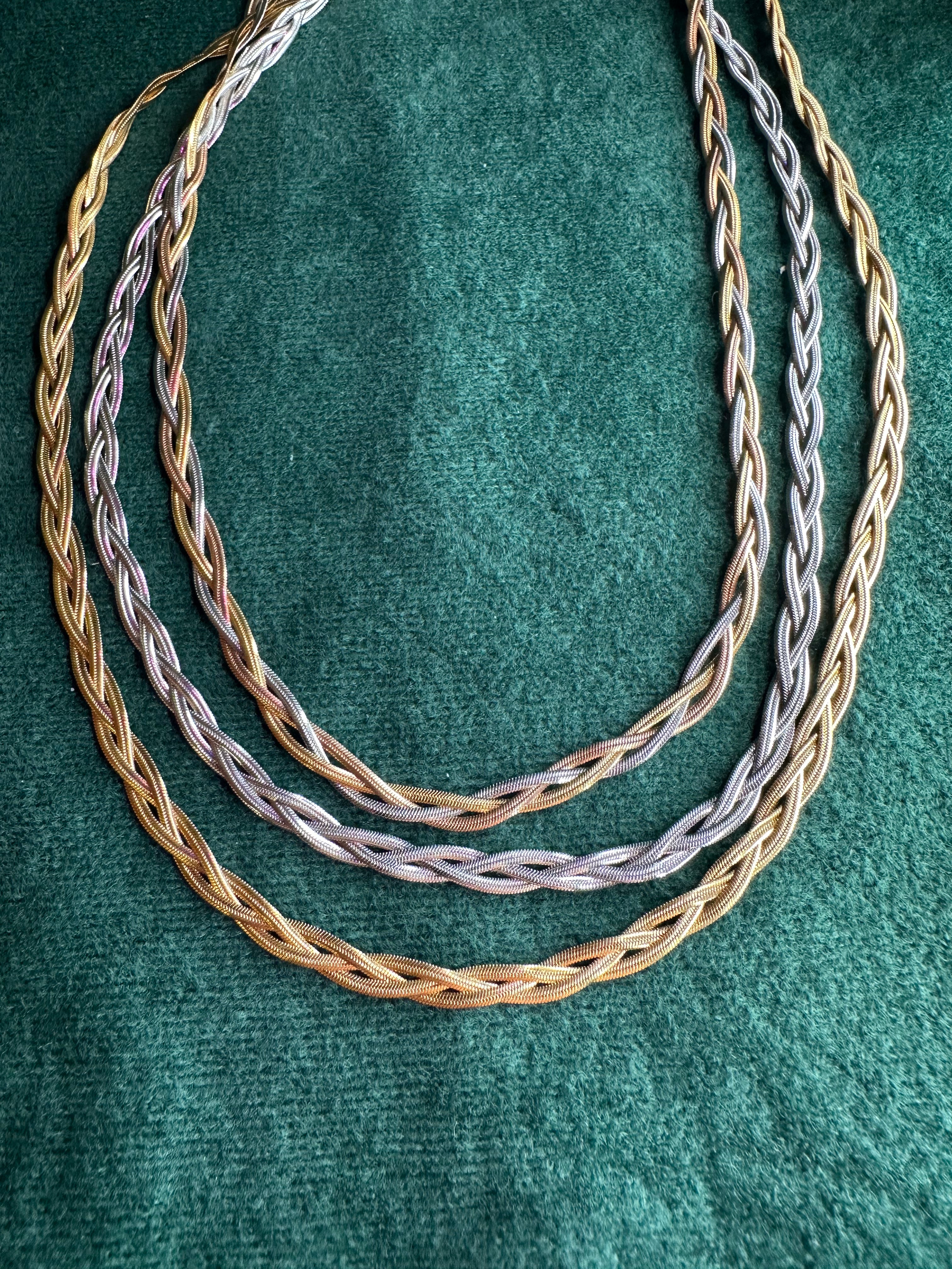 Ατσάλινo κολιέ πλεξούδα με αλυσίδες snake