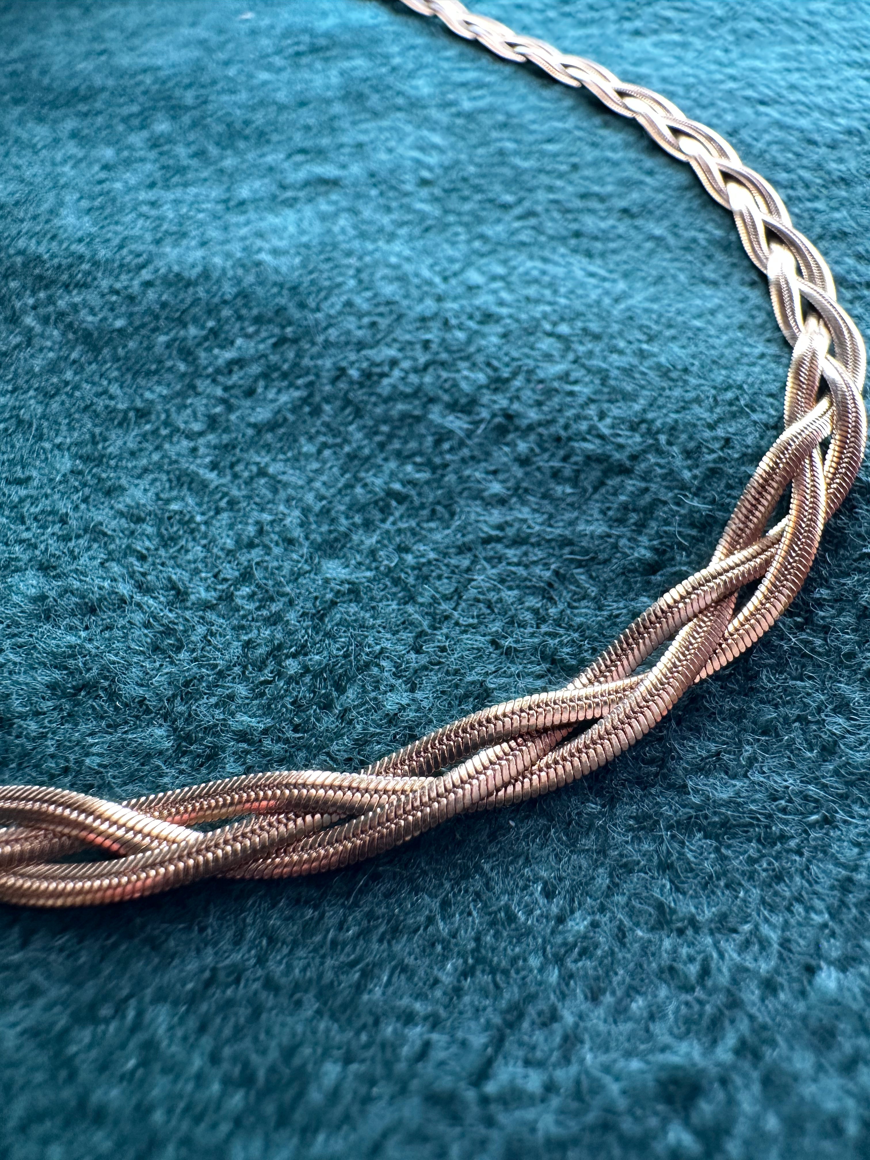 Ατσάλινo κολιέ πλεξούδα με αλυσίδες snake