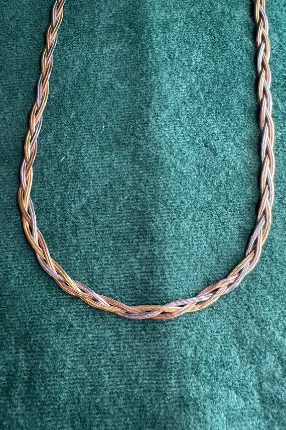 Ατσάλινo κολιέ πλεξούδα με αλυσίδες snake
