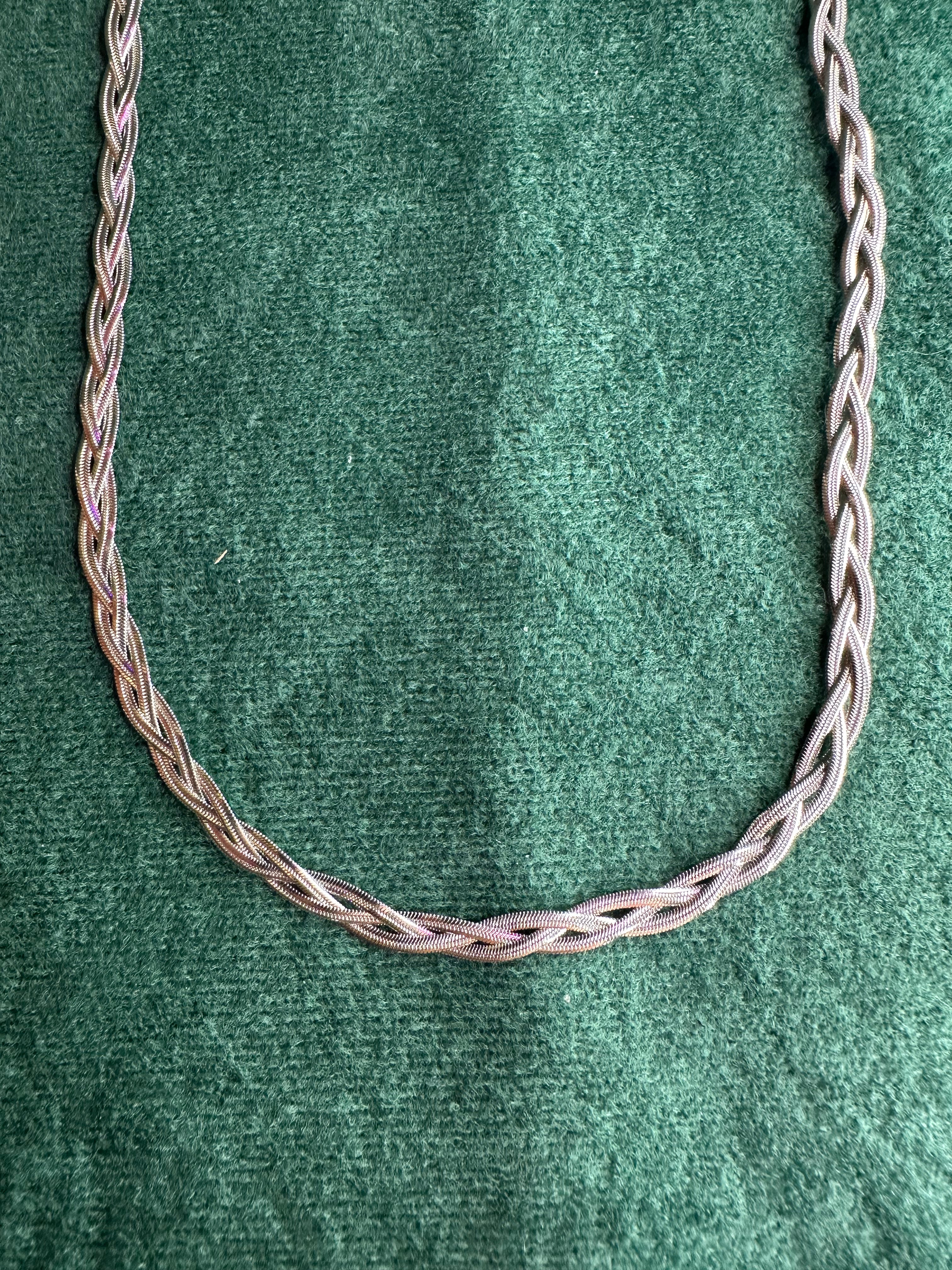 Ατσάλινo κολιέ πλεξούδα με αλυσίδες snake