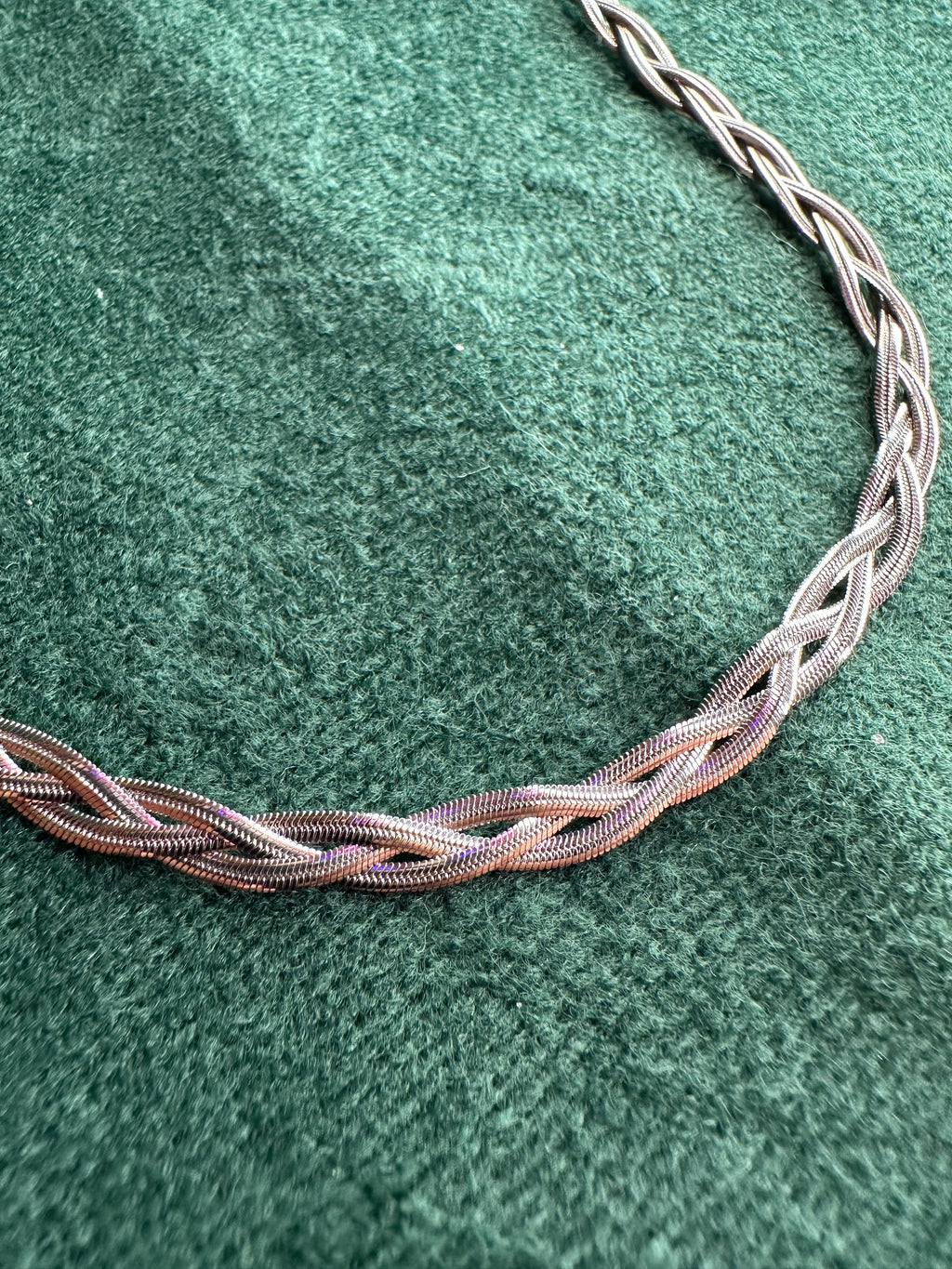 Ατσάλινo κολιέ πλεξούδα με αλυσίδες snake