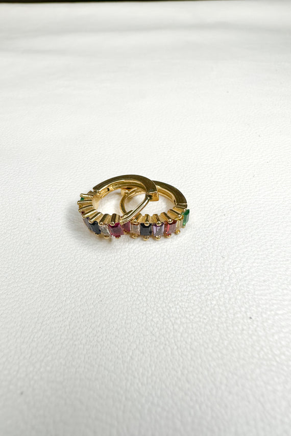 Aτσάλινα σκουλαρίκια κρίκοι Colorfull Diamonds