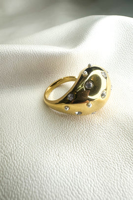 Aτσάλινο δαχτυλίδι Bold Single Czech Stones & Pearls One Size