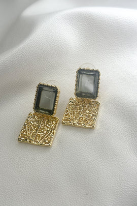 Σκουλαρίκια Green Crystal Square