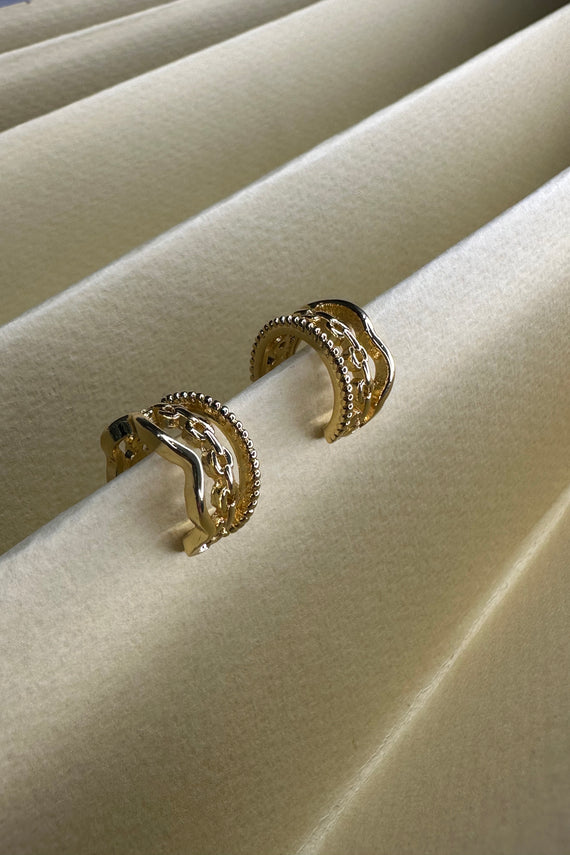Σκουλαρίκια Ear Cuffs τριπλό με αλυσίδα
