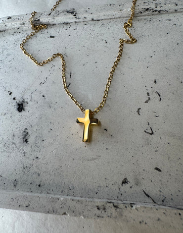 Ατσάλινο κολιέ με διακριτικό σταυρό