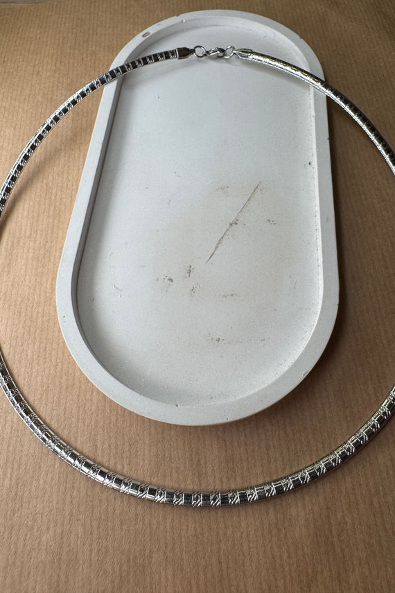 Ατσάλινη Βέργα Λαιμού Ασημί τύπου Snake