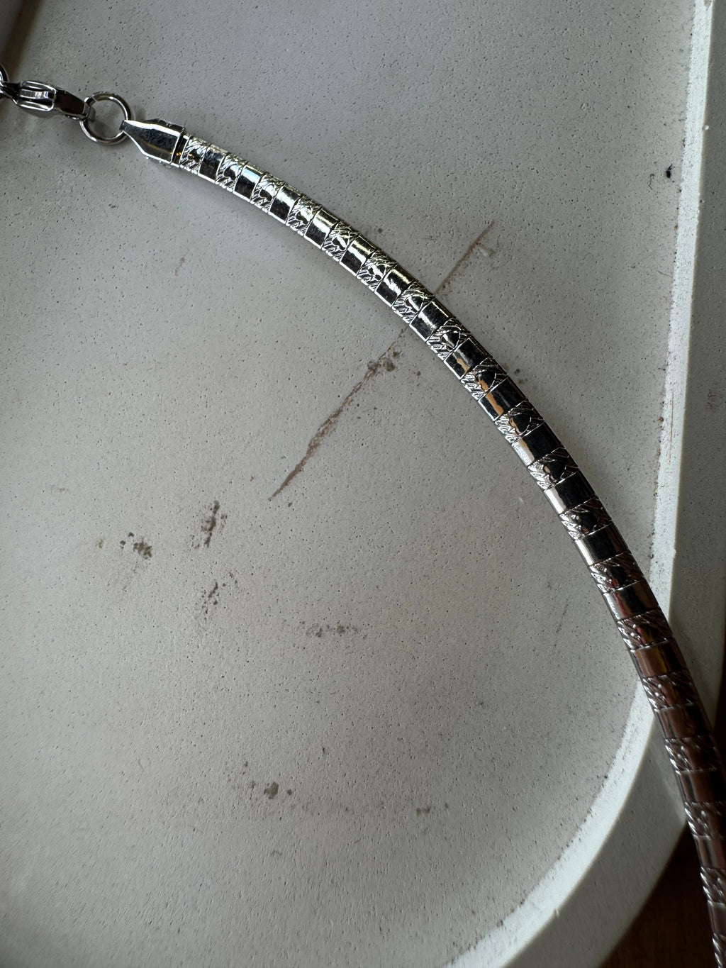 Ατσάλινη Βέργα Λαιμού Ασημί τύπου Snake
