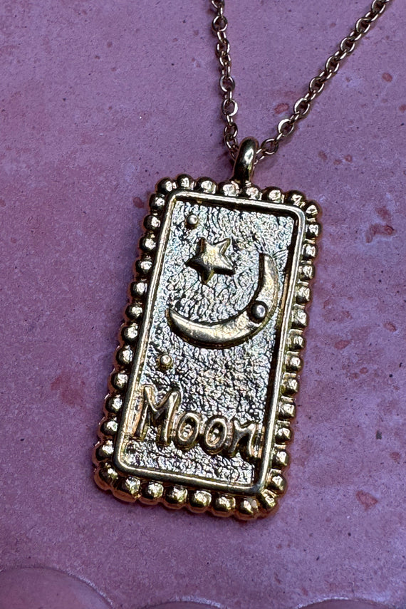 Ατσάλινo κολιέ χρυσό boho με φεγγάρι από κράμα μετάλλων