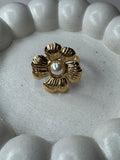 Ατσάλινο δαχτυλίδι Χρυσό Pearl Flower one size