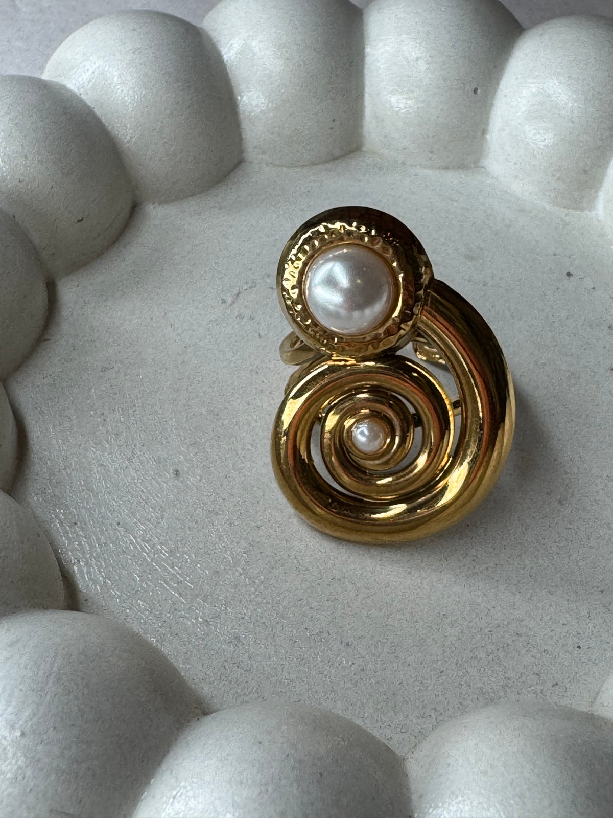 Ατσάλινο δαχτυλίδι Χρυσό Pearl Snail one size