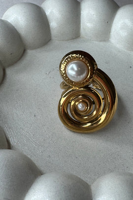 Ατσάλινο δαχτυλίδι Χρυσό Pearl Snail one size