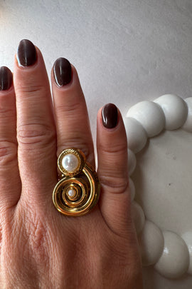 Ατσάλινο δαχτυλίδι Χρυσό Pearl Snail one size