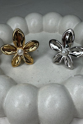 Aτσάλινο δαχτυλίδι Pearl Flowers One size