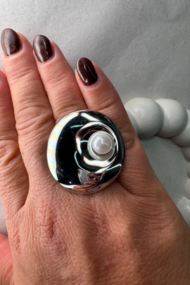 Aτσάλινο δαχτυλίδι Pearl Circle One size