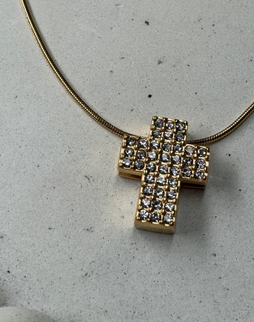 Ατσάλινος Σταυρός φαρδύς με κρυσταλλάκια