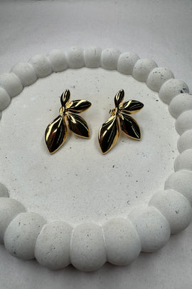 Ατσάλινα σκουλαρίκια καρφωτά χρυσά Flower