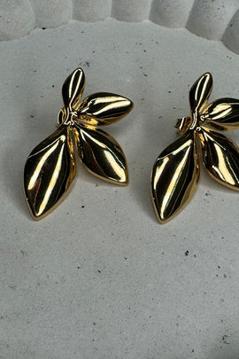 Ατσάλινα σκουλαρίκια καρφωτά χρυσά Flower