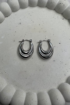 Ατσάλινα σκουλαρίκια κρίκοι ασημί Blanca