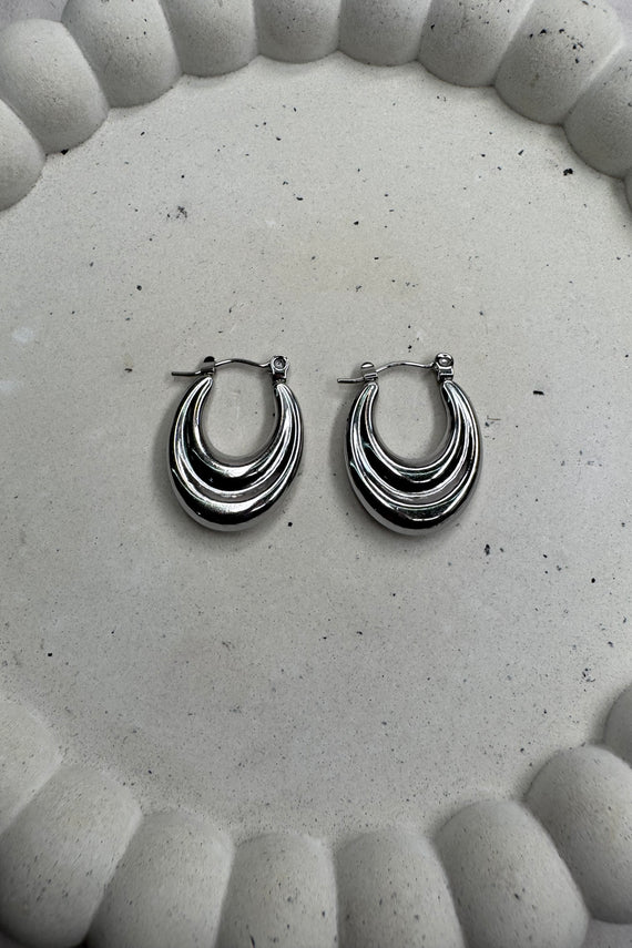 Ατσάλινα σκουλαρίκια κρίκοι ασημί Blanca