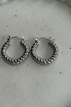 Ατσάλινα σκουλαρίκια κρίκοι ασημί Maggie