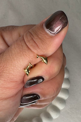 Aτσάλινα σκουλαρίκια χρυσά βιδωτά δελφινάκια (Ιδανικά για όλες τις τρύπες του αυτιού π.χ. τράγος, helix, κ.α.)