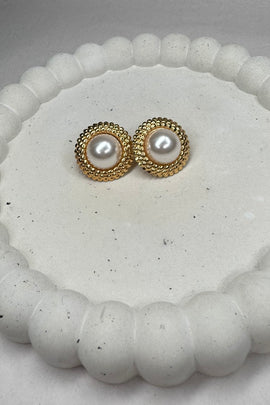 Ατσάλινα σκουλαρίκια καρφωτά χρυσά Circle Pearl