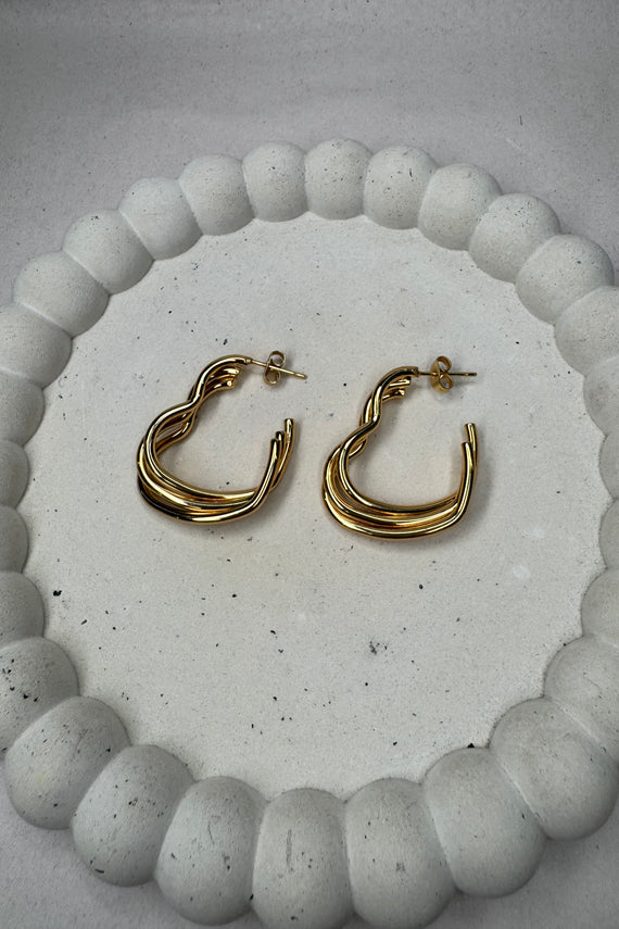 Ατσάλινα σκουλαρίκια κρίκοι καρδιές τριπλοί