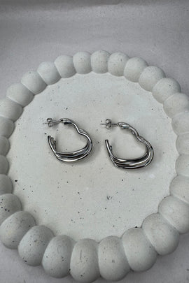 Ατσάλινα σκουλαρίκια κρίκοι καρδιές τριπλοί