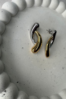 Ατσάλινα σκουλαρίκια καρφωτά δίχρωμα Bona