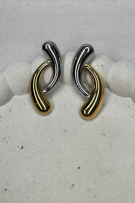 Ατσάλινα σκουλαρίκια καρφωτά δίχρωμα Bona