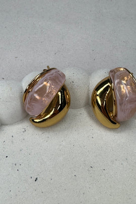 Ατσάλινα σκουλαρίκια καρφωτά Bella ροζ