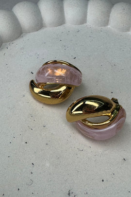 Ατσάλινα σκουλαρίκια καρφωτά Bella ροζ