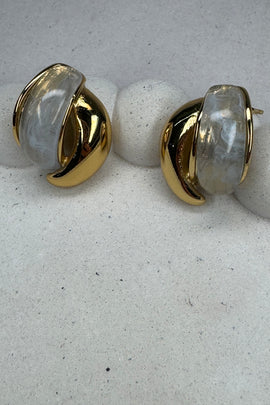 Ατσάλινα σκουλαρίκια καρφωτά Bella λευκό