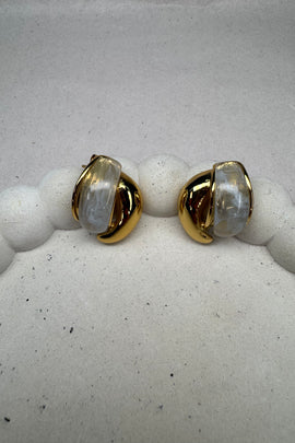 Ατσάλινα σκουλαρίκια καρφωτά Bella λευκό