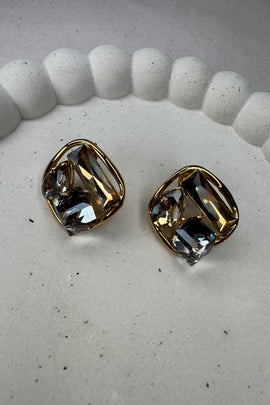 Ατσάλινα σκουλαρίκια καρφωτά Vintage Elegant με κρύσταλλα White