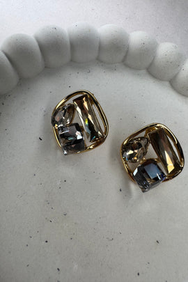 Ατσάλινα σκουλαρίκια καρφωτά Vintage Elegant με κρύσταλλα White