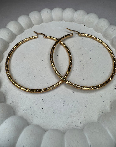 Ατσάλινα σκουλαρίκια κρίκοι χρυσά Kirki 5,5εκ