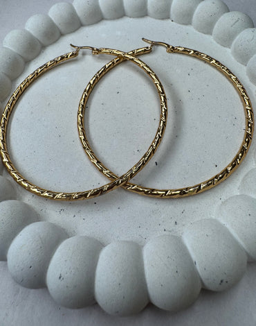 Ατσάλινα σκουλαρίκια κρίκοι χρυσά Kirki 6,5