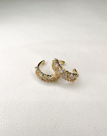 Σκουλαρίκια Ear cuffs ορειχάλκινα με στρασάκια περίτεχνα