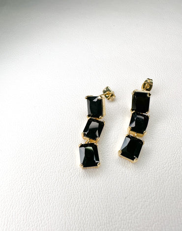 Ορειχάλκινα κρεμαστά σκουλαρίκια με τετράγωνα κρύσταλλα
