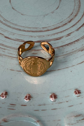 Ατσάλινο δαχτυλίδι χρυσό Κωνσταντινάτο one size ρυθμιζόμενο