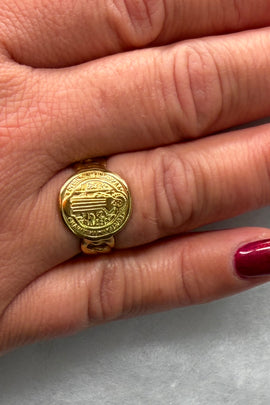 Ατσάλινο δαχτυλίδι χρυσό Κωνσταντινάτο one size ρυθμιζόμενο